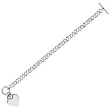 Sterling Silver Heart Charm Rolo Chain Bracelet
