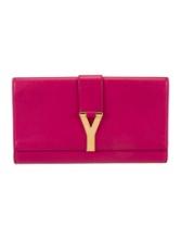 Saint Laurent Pink Leather Gold-tone Hdw Clutch