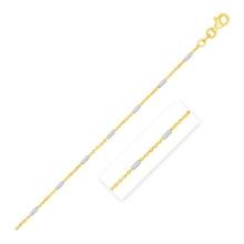 14k Two-tone Gold Bar Links Pendant Chain 1.4mm