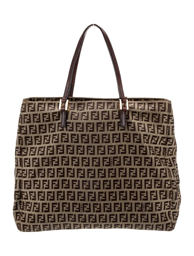 Fendi Zucchino Ff Small Printed Brown Canvas Tote