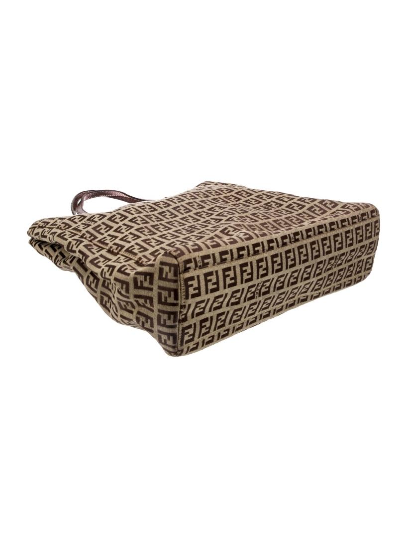 Fendi Zucchino Ff Small Printed Brown Canvas Tote