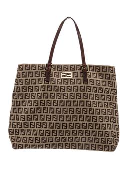 Fendi Zucchino Ff Small Printed Brown Canvas Tote