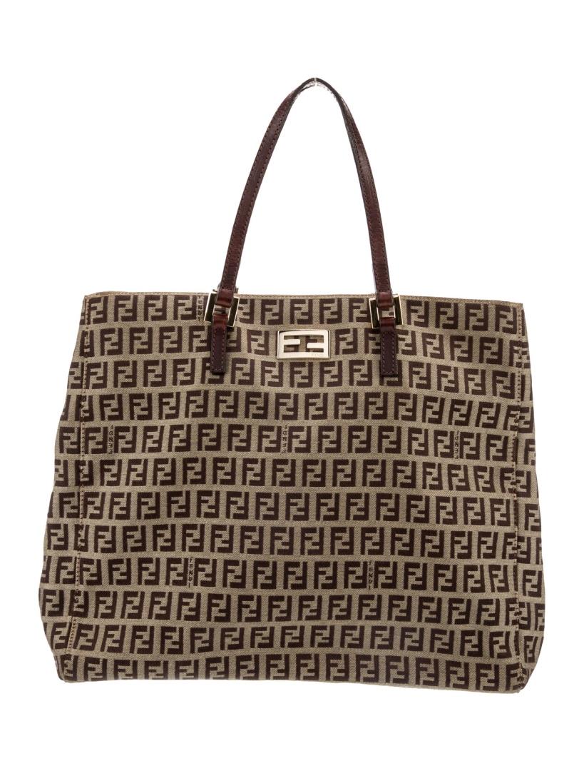 Fendi Zucchino Ff Small Printed Brown Canvas Tote