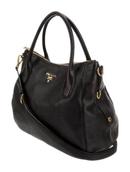 Prada Bauletto Nero Vitello Daino Top Handle Bag