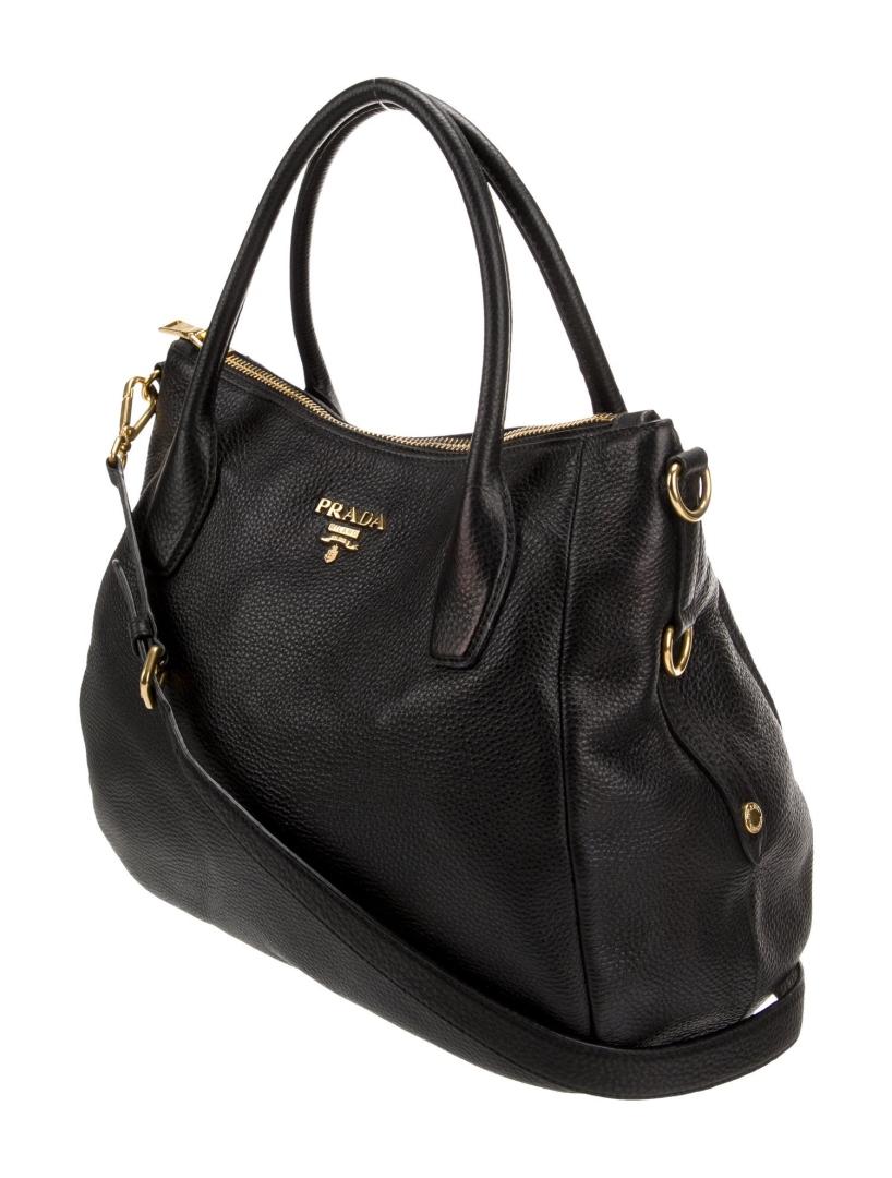 Prada Bauletto Nero Vitello Daino Top Handle Bag
