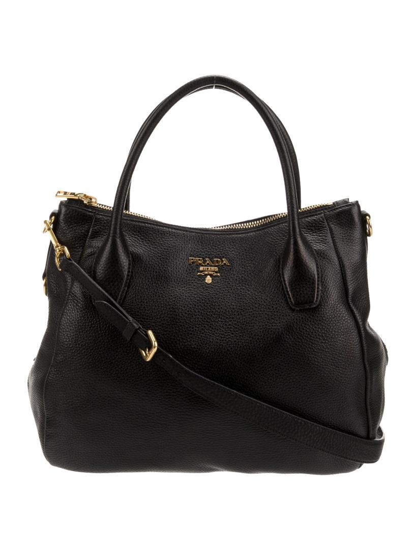 Prada Bauletto Nero Vitello Daino Top Handle Bag