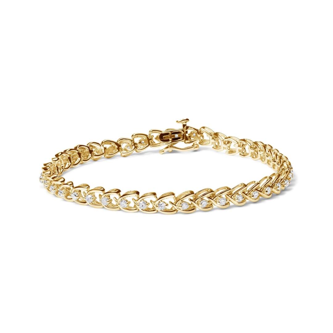14k Gold-pl 1.03ct Diamond C-shaped Link Bracelet