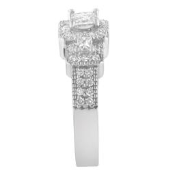 14k Wgold 1.00ct Diamond 3-stone Halo Ring