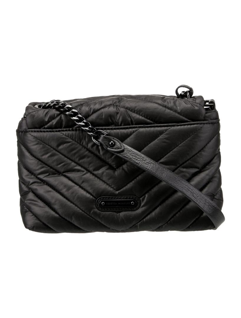 Rebecca Minkoff Black Nylon Chain-link Msgr Bag