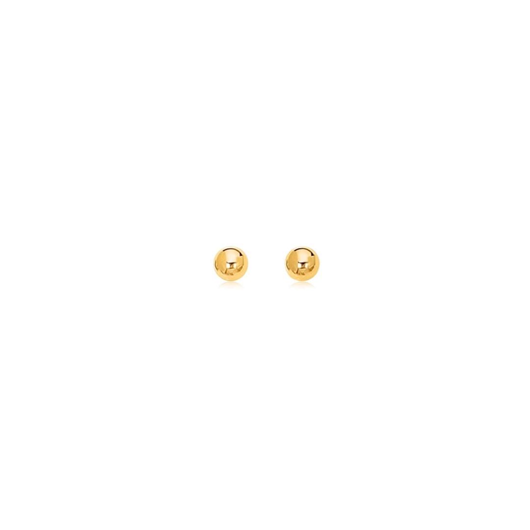 14k Gold Polished Round Stud Earrings