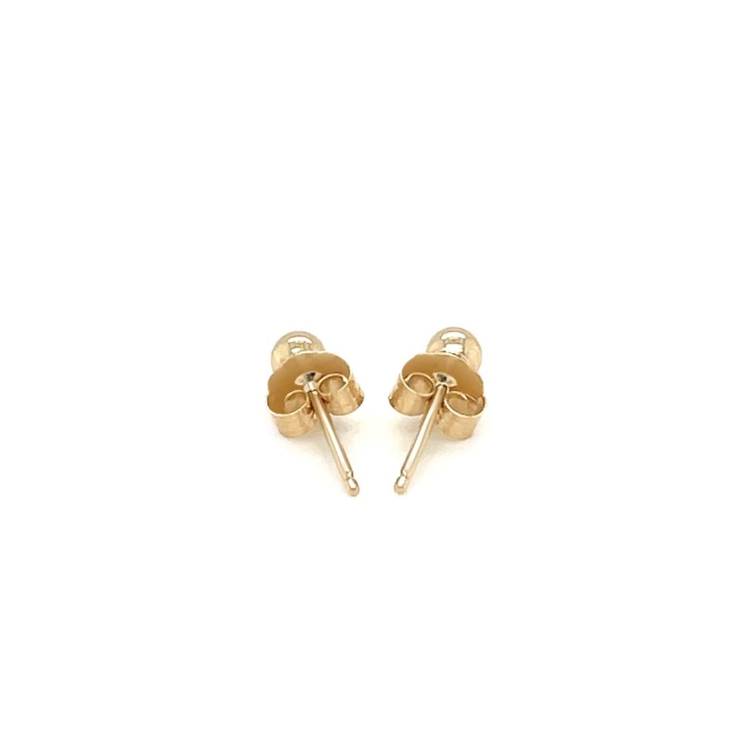 14k Gold Polished Round Stud Earrings
