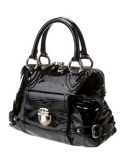 Marc Jacobs Black Patent Leather Zip Top Hdl Bag