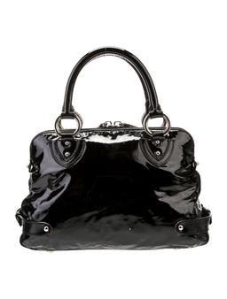 Marc Jacobs Black Patent Leather Zip Top Hdl Bag