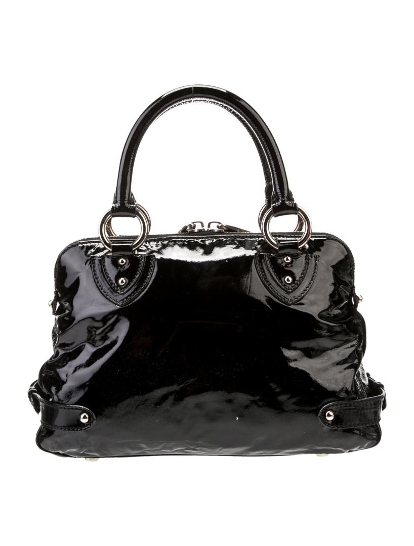 Marc Jacobs Black Patent Leather Zip Top Hdl Bag