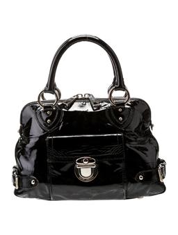 Marc Jacobs Black Patent Leather Zip Top Hdl Bag
