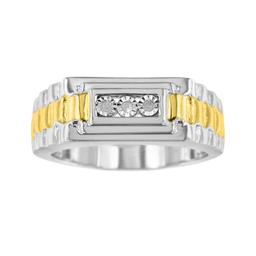 10k Gold-pl. Round .05ct Diamond 3-stone Ring