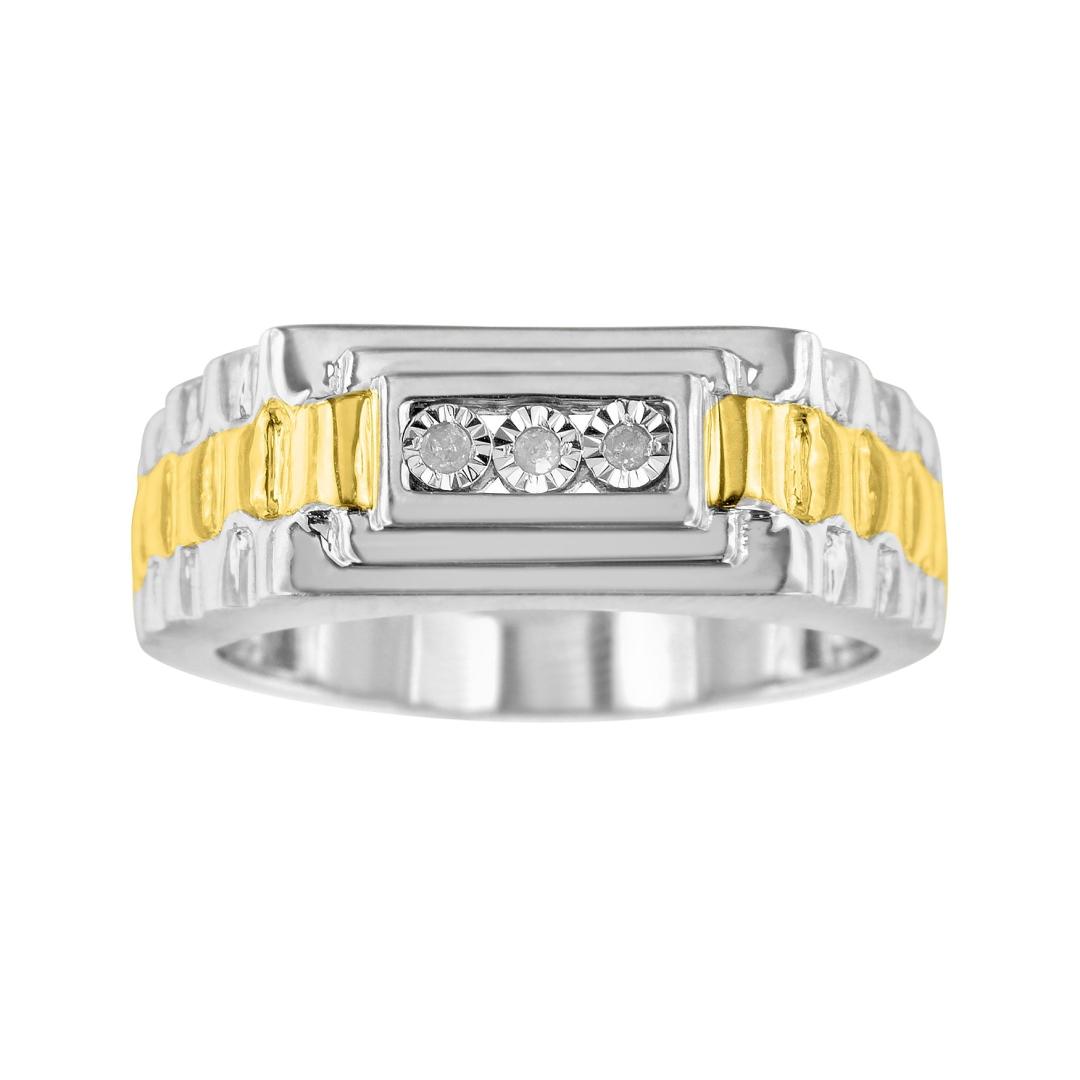 10k Gold-pl. Round .05ct Diamond 3-stone Ring