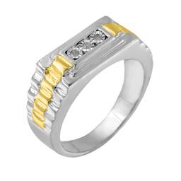 10k Gold-pl. Round .05ct Diamond 3-stone Ring