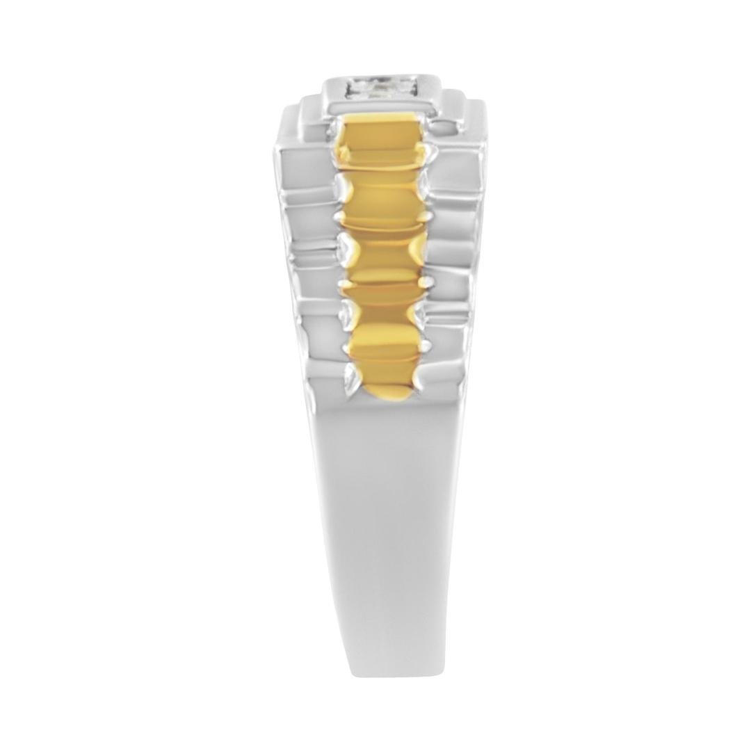 10k Gold-pl. Round .05ct Diamond 3-stone Ring
