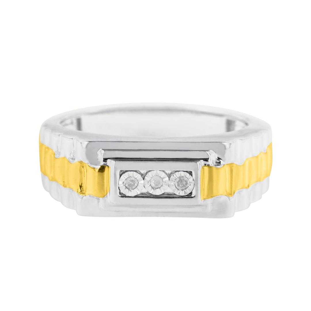 10k Gold-pl. Round .05ct Diamond 3-stone Ring