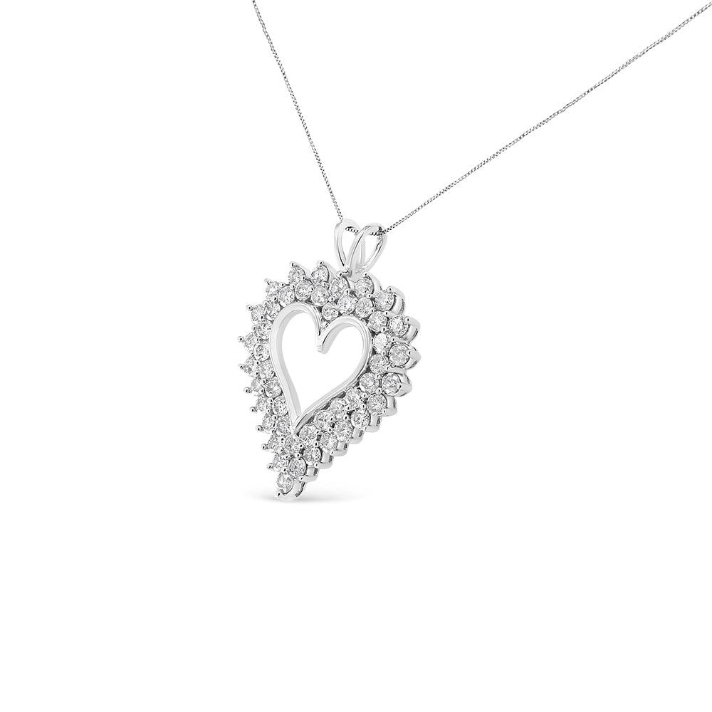Sparkling 3.98ct Diamond Halo Open Heart Necklace