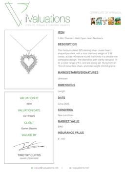 Sparkling 3.98ct Diamond Halo Open Heart Necklace