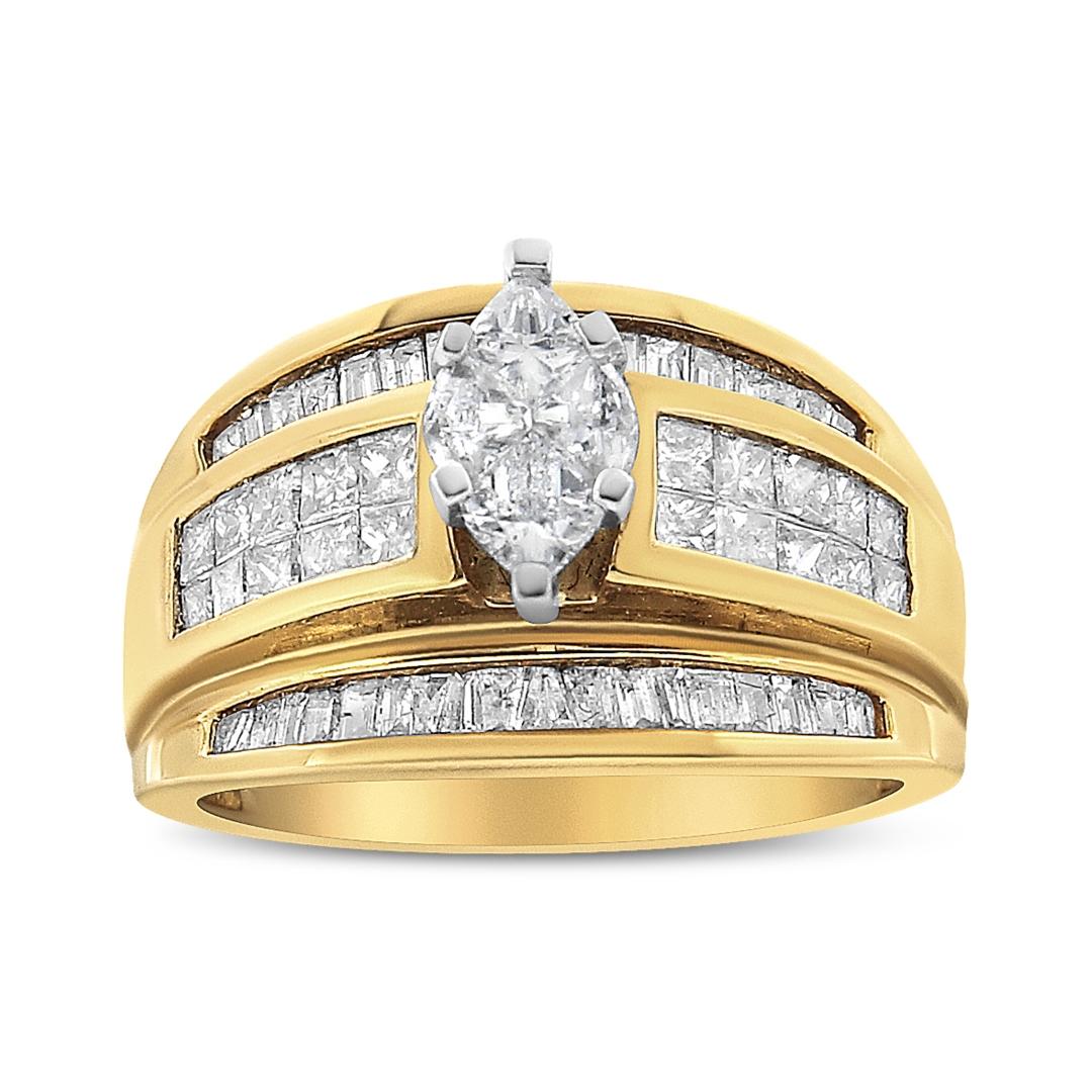 14k Gold 1.50ct Diamond Composite Marquise Band