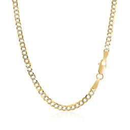 14k Two-tone Gold Pave Curb Chain 2.6mm