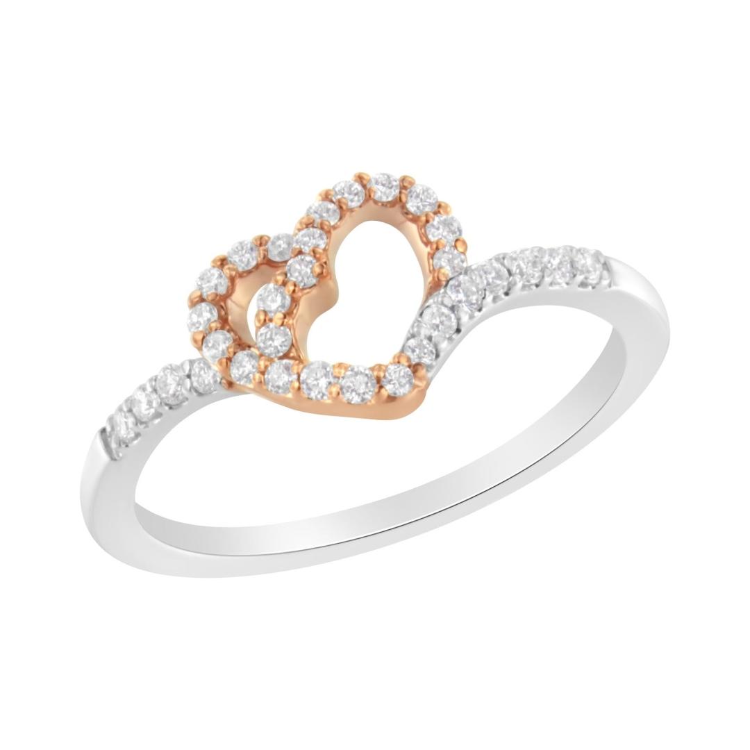 10k Two-tone Gold .20ct Diamond Open Heart Ring