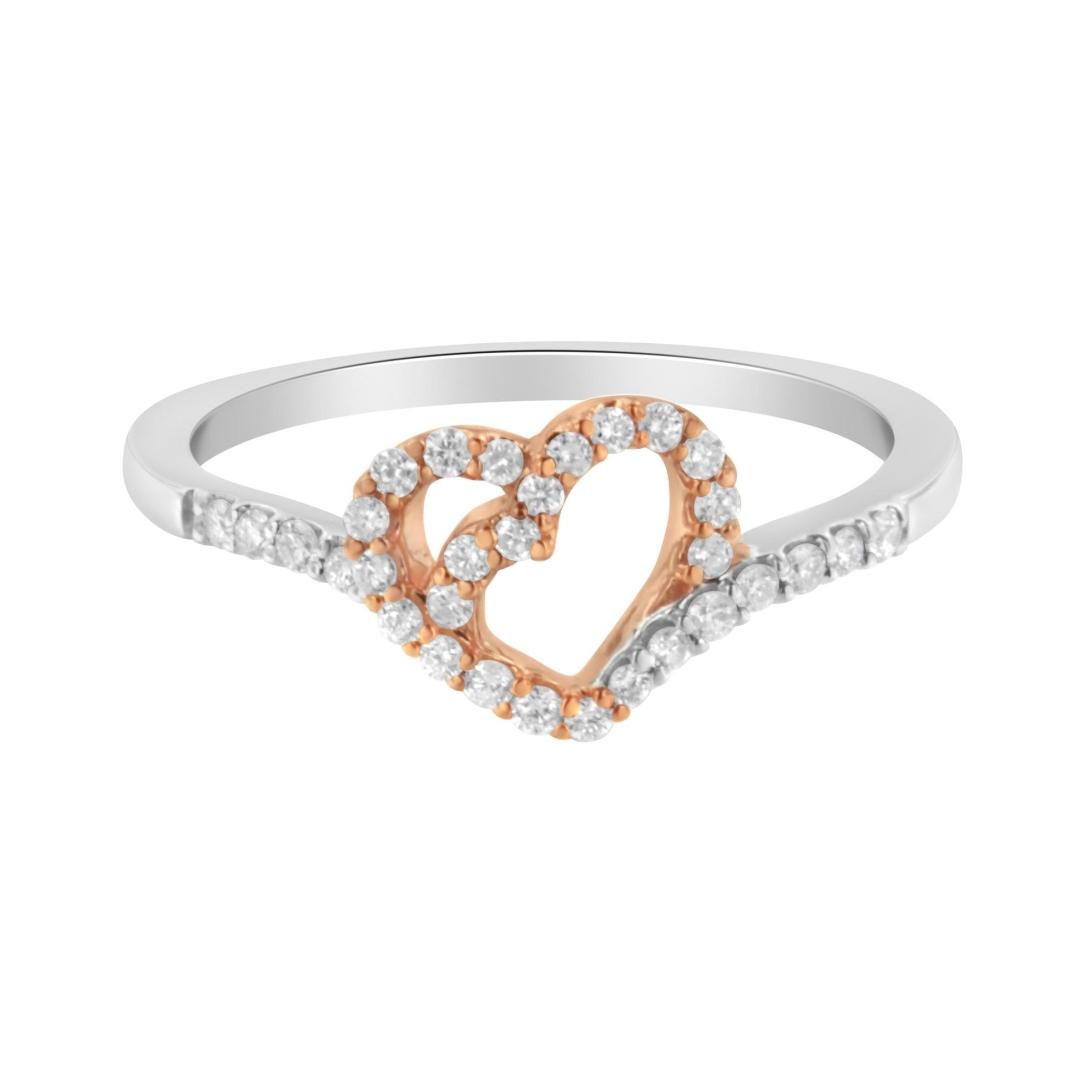 10k Two-tone Gold .20ct Diamond Open Heart Ring