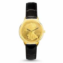 Gold-pl. Walking Liberty Medallion Men's Watch