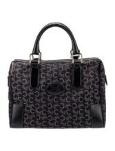 Celine Canvas Boston Prt Blue Canvas Top Hdl Bag