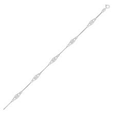 14k Wgold Diamond Shape Filigree Stations Anklet