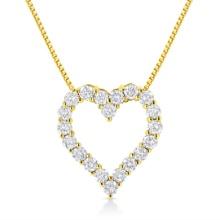 14k Gold-pl 2.00ct Diamond Open Heart Necklace