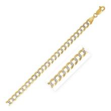 14k Two Tone Gold Pave Curb Chain
