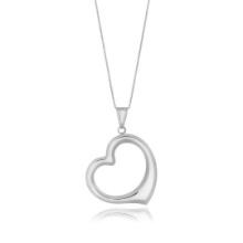 14k White Gold Floating Heart Drop Necklace