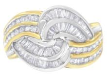 10k Two-tone Gold 1.00ct Diamond Bypass Ring