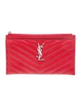 Saint Laurent Chevron Cassandre Blue Lthr Clutch