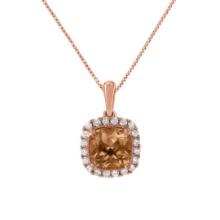 14k Rose Gold 2.13ct Morganite & Diamond Necklace