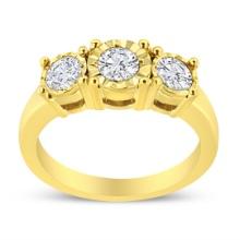 14k Gold-pl Round 1.00ct Diamond 3-stone Ring