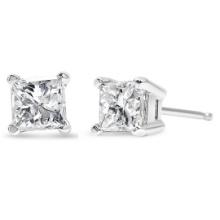 14k Gold Princess 1.00ct Diamond Stud Earrings