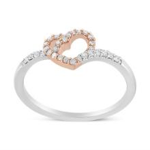14k Gold-pl .20ct Diamond Open Heart Ring