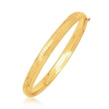14k Gold Diamond Cut Dome Motif Children's Bangle