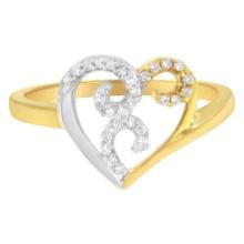 10k Two-tone Gold .15ct Diamond Open Heart Ring