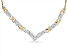 10k Two-tone Gold Round 1.00ct Diamond Necklace