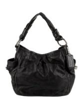 Coach 1941 Blk Leather Silver-tone Hdw Top Hdl Bag