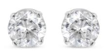 Igl 14k Wgold Round 1.00ct Diamond Stud Earrings