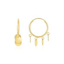 14k Gold Endless Circle Charm Huggie Hoop Earrings