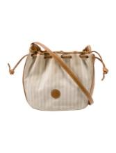 Fendi Neutrals Canvas Drawstring Crossbody Bag