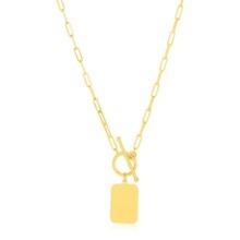 14k Gold Rectangle Bar Front Toggle Clasp Necklace